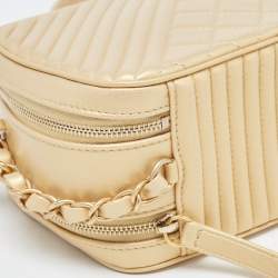 Pre Owned Chanel Gold Quilted Leather Small Coco Boy Camera Bag