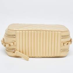 Pre Owned Chanel Gold Quilted Leather Small Coco Boy Camera Bag