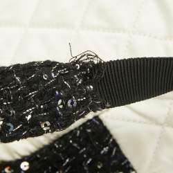 Pre Owned Chanel Black/Off White Quilted Satin and Tweed Sequins Mini Backpack