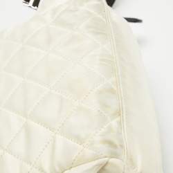 Pre Owned Chanel Black/Off White Quilted Satin and Tweed Sequins Mini Backpack