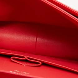 Pre Owned Chanel Red Quilted Patent Leather Jumbo Classic Double Flap Bag