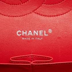 Pre Owned Chanel Red Quilted Patent Leather Jumbo Classic Double Flap Bag