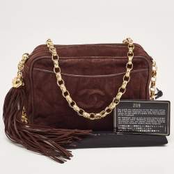 Pre Owned Chanel Choco Brown Suede CC Camera Bag