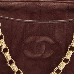 Pre Owned Chanel Choco Brown Suede CC Camera Bag