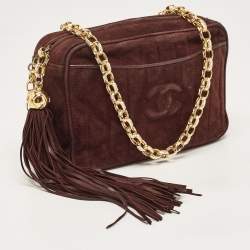 Pre Owned Chanel Choco Brown Suede CC Camera Bag