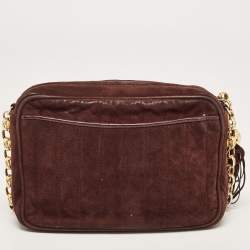 Pre Owned Chanel Choco Brown Suede CC Camera Bag