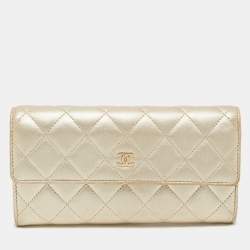 Chanel Gold Quilted Leather Classic Long Wallet