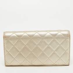 Chanel Gold Quilted Leather Classic Long Wallet