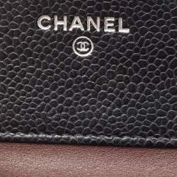 Pre Owned Chanel Black Quilted Caviar Leather Trifold CC Wallet