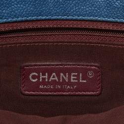 Pre Owned Chanel Blue Quilted Caviar Leather CC French Riviera Flap Bag
