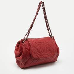 Chanel Red Quilted Caviar Leather Timeless Accordion Flap Bag