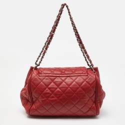 Chanel Red Quilted Caviar Leather Timeless Accordion Flap Bag