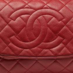 Chanel Red Quilted Caviar Leather Timeless Accordion Flap Bag