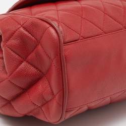 Chanel Red Quilted Caviar Leather Timeless Accordion Flap Bag