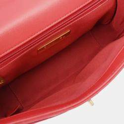 Chanel Red Leather Coco Top Handle Bag