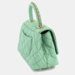 Chanel Green Cavair Leather Mini Coco Handle Top Handle Bag