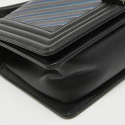 Chanel Black/Holographic Chevron Leather Medium Boy Flap Bag