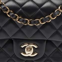 Chanel Black Quilted Leather New Mini Classic Single Flap Bag
