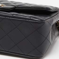 Chanel Black Quilted Leather New Mini Classic Single Flap Bag