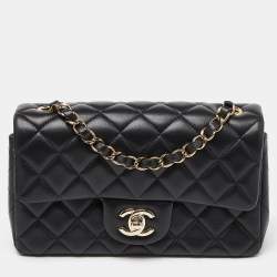 Chanel Black Quilted Leather New Mini Classic Single Flap Bag