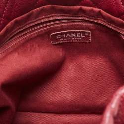 Pre Owned Chanel Dark Red Quilted Caviar Leather CC Timeless Tote