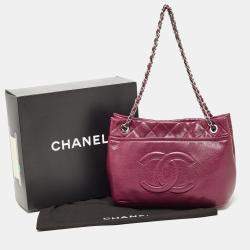 Pre Owned Chanel Dark Red Quilted Caviar Leather CC Timeless Tote