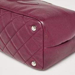 Pre Owned Chanel Dark Red Quilted Caviar Leather CC Timeless Tote