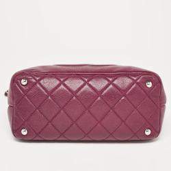 Pre Owned Chanel Dark Red Quilted Caviar Leather CC Timeless Tote