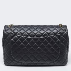Pre Owned Chanel Black Quilted Lambskin Leather Small XXL Travel Flap Shoulder Bag