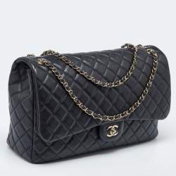 Pre Owned Chanel Black Quilted Lambskin Leather Small XXL Travel Flap Shoulder Bag
