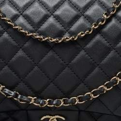 Pre Owned Chanel Black Quilted Lambskin Leather Small XXL Travel Flap Shoulder Bag