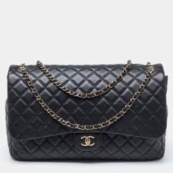 Pre Owned Chanel Black Quilted Lambskin Leather Small XXL Travel Flap Shoulder Bag