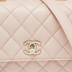 Pre Owned Chanel Pink Quilted Caviar Leather Small Coco Top Handle Bag