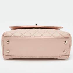 Pre Owned Chanel Pink Quilted Caviar Leather Small Coco Top Handle Bag