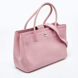 Pre Owned Chanel Pink Leather Executive Cerf Tote