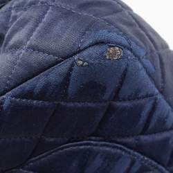 Pre Owned Chanel Navy Blue Quilted Satin Medium Classic Double Flap Bag