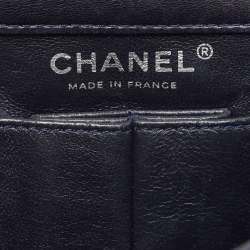 Pre Owned Chanel Navy Blue Quilted Satin Medium Classic Double Flap Bag