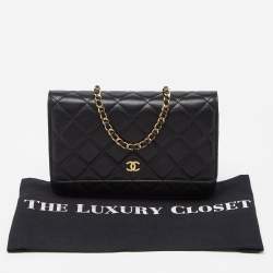 Chanel Black Quilted Leather Classic Wallet on Chain