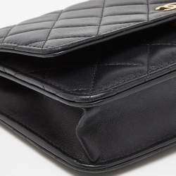 Chanel Black Quilted Leather Classic Wallet on Chain