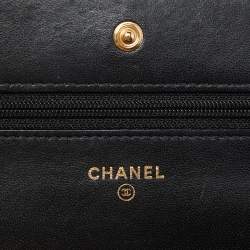 Chanel Black Quilted Leather Classic Wallet on Chain