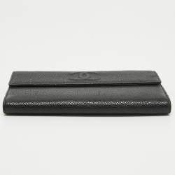 Chanel Black Quilted Caviar Leather CC Flap Continental Wallet