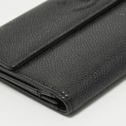 Chanel Black Quilted Caviar Leather CC Flap Continental Wallet