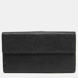 Chanel Black Quilted Caviar Leather CC Flap Continental Wallet