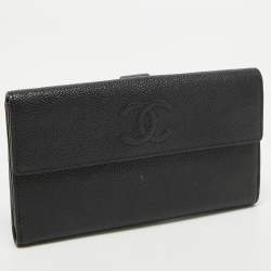 Chanel Black Quilted Caviar Leather CC Flap Continental Wallet