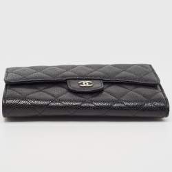 Chanel Black Quilted Caviar Leather Classic Flap Wallet