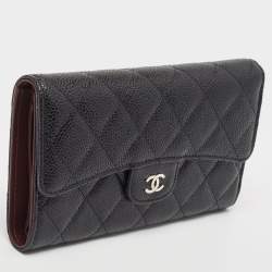 Chanel Black Quilted Caviar Leather Classic Flap Wallet