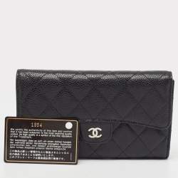 Chanel Black Quilted Caviar Leather Classic Flap Wallet