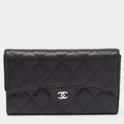 Chanel Black Quilted Caviar Leather Classic Flap Wallet