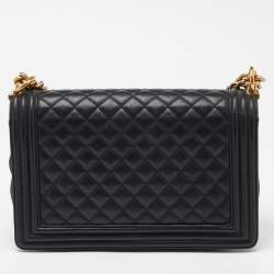 Pre Owned Chanel Black Quilted Leather New Medium Boy Shoulder Bag