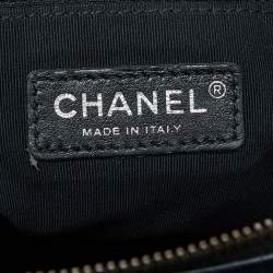 Pre Owned Chanel Black Quilted Double Stitch Leather Boy Tote